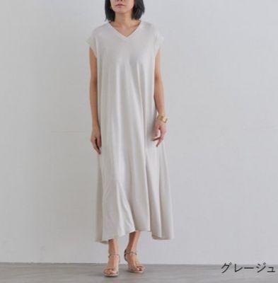集英社HAPPY PLUS STOREDRESS HERSELF（ドレスハーセルフ）/カットソー／シルクソフトリネン フレアワンピース【アンサンブル可】