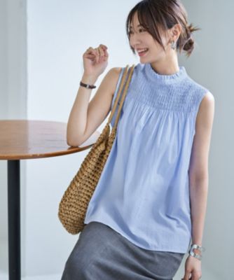 STYLE DELI(スタイルデリ)のシャーリングコットンノースリブラウス通販  