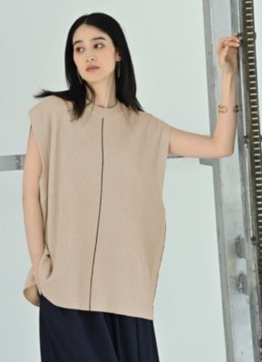STYLE DELI(スタイルデリ)の【BLK001】配色ラインリブノースリ