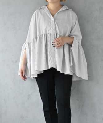 スタイルデリ STYLE DELI 【BLK001】ポンチョ風シャツブラウス （オフホワイト） STYLE DELI(スタイルデリ)の【BLK001】ポンチョ風シャツブラウス