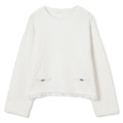 2月に買うなら、春めく白or上品ネイビーが正解?　“ラクして着映える”主役ニット　サマーツイード調ニットプルオーバー