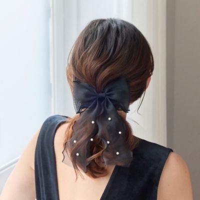 集英社HAPPY PLUS STOREPhoebe（フィービィー）/フレアリボンドットパールヘアゴム　ブラック