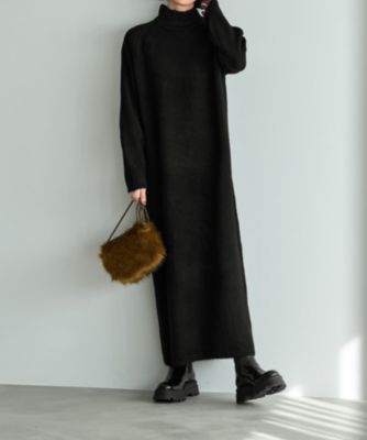 オリジナルセレクト◆すぐ着られるきちんと感と温かさ◆鹿の子モール風の裾ラビットファーニットジャケットグレー STYLE DELI(スタイルデリ)のヤク風タートルネックワンピースB通販