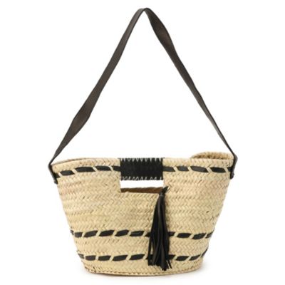 バッグ KECH LeS ESSENTIELS RAFFIA LEATHER FLAP RAFFIA LEATHER FLAP BAG SMALL BLACK ラフィアレザー フラップ