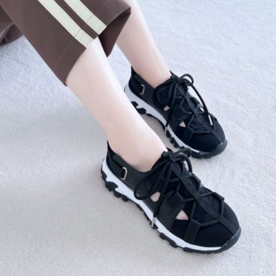 レースアップエラスティックスニーカーサンダル