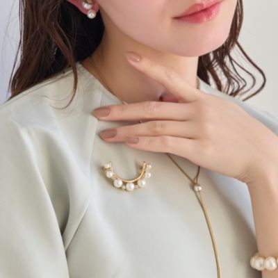 集英社HAPPY PLUS STOREPhoebe（フィービィー）/フォーマルパールビジューハーフブローチ　ゴールド