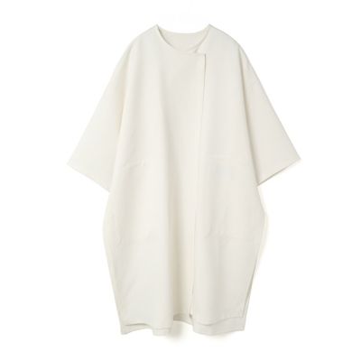 mizuiro ind(ミズイロインド)のノーカラーハーフスリーブコート通販  