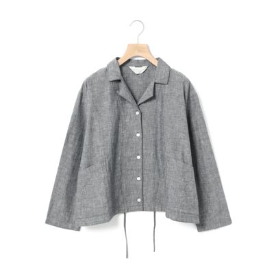 MidiUmi ミディウミ　シャツジャケット　シャンブレー　コットン　ショート丈 MidiUmi(ミディウミ)のシャンブレーシャツジャケット通販