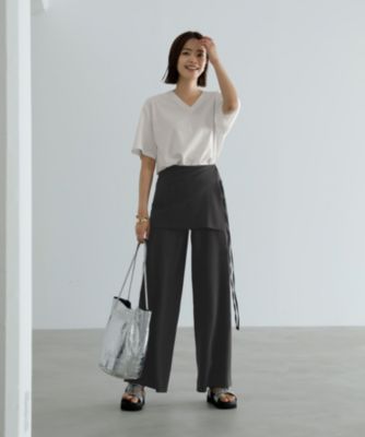 集英社HAPPY PLUS STORESTYLE DELI（スタイルデリ）/薄手でサラサラな腰周りラップワイドパンツ