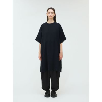 ミズイロインド　ワンピース　サテン　ウエスト切り替えギャザー　ブラック　ゆったり ミズイロインド ワンピース サテン ウエスト切り替えギャザー