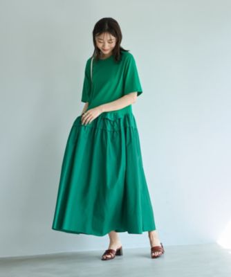 集英社HAPPY PLUS STORESTYLE DELI（スタイルデリ）/【Made in JAPAN】生地コンビボリュームスカート半袖ワンピース