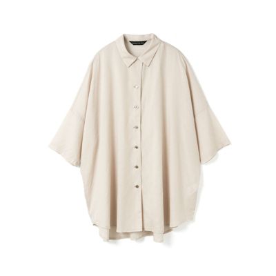 ミズイロインド シャツ チュニック ベージュ フリー mizuiroind mizuiro ind(ミズイロインド)のハーフスリーブワイドチュニック