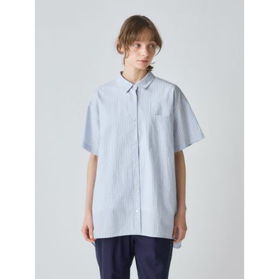 MidiUmi / ミディウミ MidiUmi ハーフスリーブ柄ワイドロングシャツ MidiUmi(ミディウミ)のハーフスリーブ柄ワイドロングシャツ通販