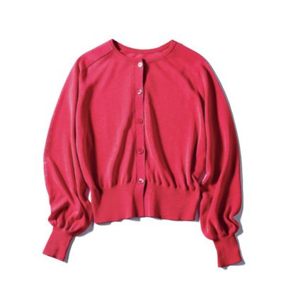 クォータリー QUARTERLY *コットンロングニットカーディガン*羽織りガウン赤レッドトップス(1-2407-606)【50I42】 quarterly クォータリー QUARTERLY *コットンロングニット