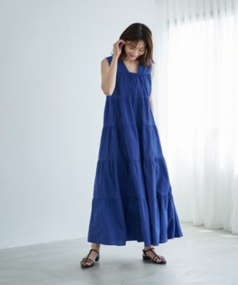 【羽織りものとの相性も良し】　【LUXE】５段ティアードコットンサマードレス