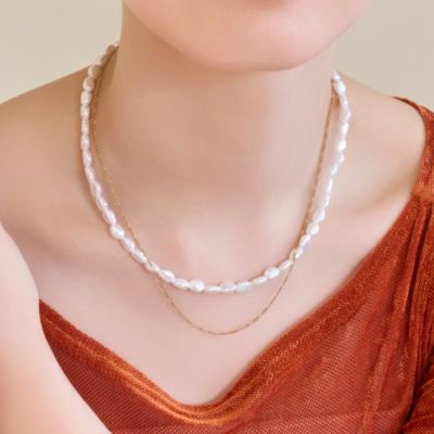 集英社HAPPY PLUS STOREPhoebe（フィービィー）/【金属アレルギー対応】クラシカルパール×チェーン2連ネックレス／サージカルステンレス
