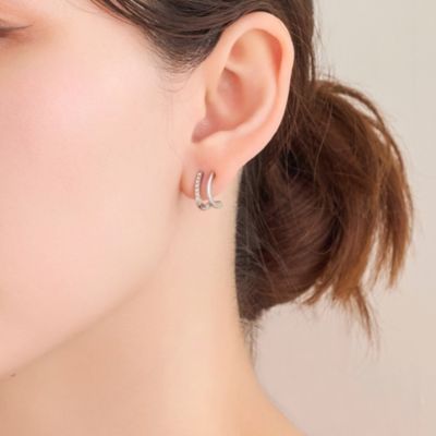 集英社HAPPY PLUS STOREPhoebe（フィービィー）/【金属アレルギー対応】メタル×ビジュー2ラインピアス　シルバー／サージカルステンレス