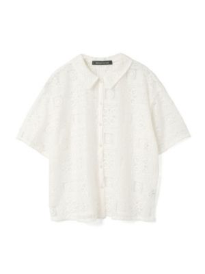 mizuiro ind タイルレースシャツ（ネイビー）新品・タグ付き mizuiro ind タイルレースシャツ（シャツ/ブラウス
