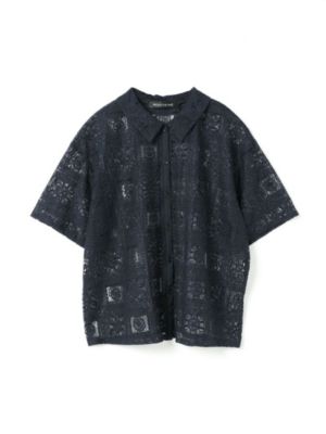 mizuiro ind タイルレースシャツ（ネイビー）新品・タグ付き mizuiro ind(ミズイロインド)のタイルレースシャツ通販 | 集英社
