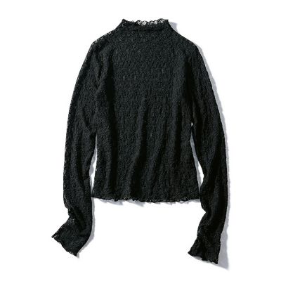 上品な存在感の総レースはカジュアルの格上げにも有効　【洗える】総レースジャージートップス