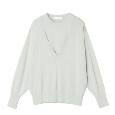 深めVネックプルオーバーとアメリカンスリーブインナーをセットに　ディープVネックツインニット