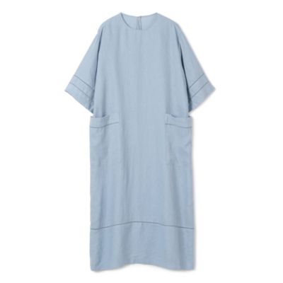 【新品】プレインピープル☆ 《日本製》ロングワンピース/裾&袖口左右スリット入り PLAIN PEOPLE(プレインピープル)のキャンブリックリネンダブルピコット