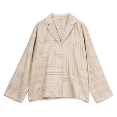 【toteme】モノグラム シルク パジャマ トップ Monogram silk pj top black – TOTEME