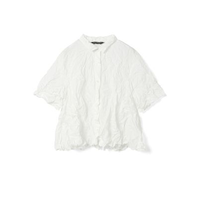 美品 mizuiroind ワッシャープリーツフレアシャツ シワ加工 mizuiroind（ミズイロインド）の「ワッシャープリーツフレア