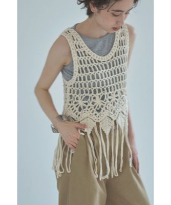 集英社HAPPY PLUS STOREmarjour（マージュール）/MACRAME KNIT FRINGE VEST