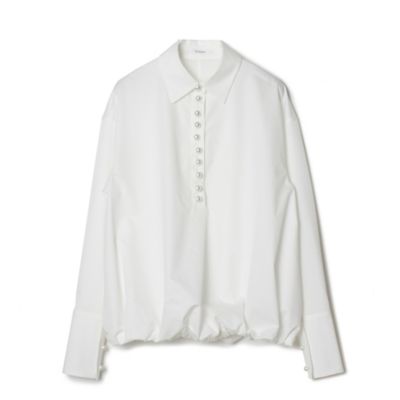 美品　CINOH チノ 　リングドットボタンシャツ　コットンシャツ　ホワイト CINOH×eclat(チノ×エクラ)の【別注】パールボタンシャツ通販