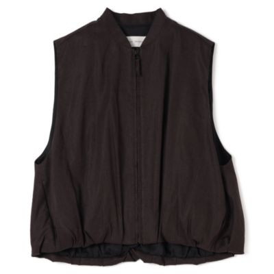 ブルゾン感覚で羽織れるジレ　リネンレーヨンストレッチブルゾンジレ