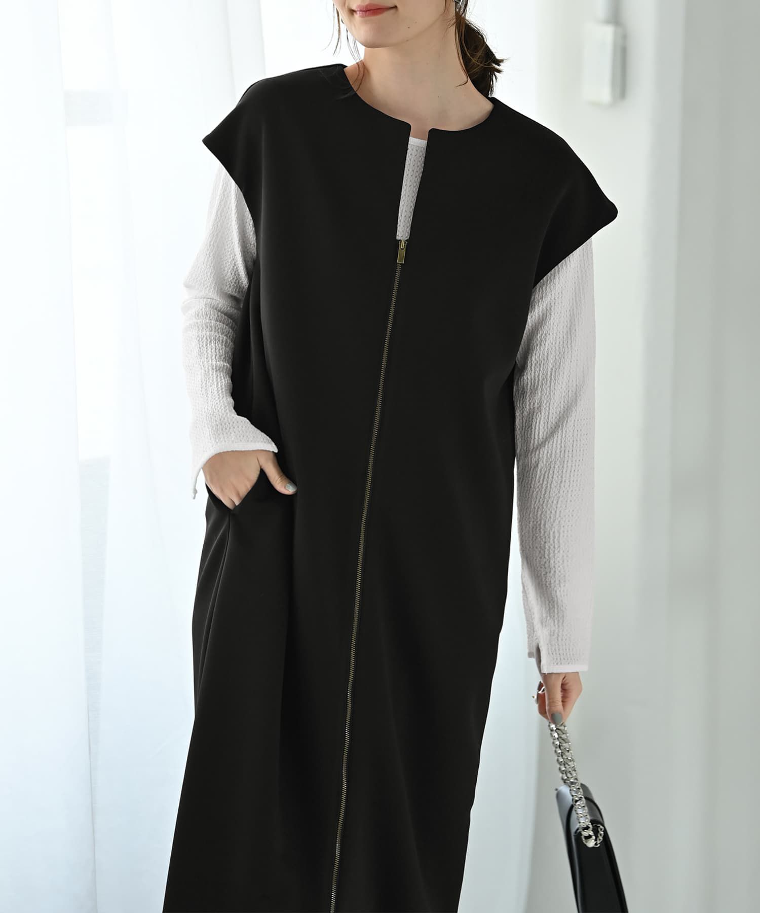 STYLE DELI(スタイルデリ)/【Kana Oyama×BLK001】ジップジレワンピース／DELI size