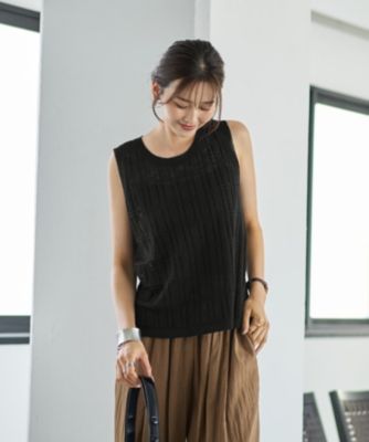 【未使用級】24SS ラッフルニットトップス アドーア　セーター ブラック　38 未使用級】24SS ラッフルニットトップス アドーア セーター