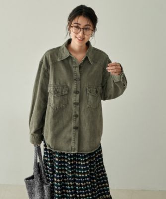 SALE❣️スタイルデリ☆ 【LUXE】製品洗いカラーデニムシャツジャケット STYLE DELI(スタイルデリ)の【LUXE】製品洗いカラーデニムシャツ