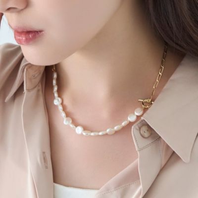 集英社HAPPY PLUS STOREPhoebe（フィービィー）/メタリックパールチョーカーネックレス／41cm
