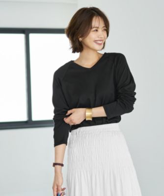 集英社HAPPY PLUS STORESTYLE DELI（スタイルデリ）/【ものづくりJAPAN】MeltyスムースVネックロングTシャツ