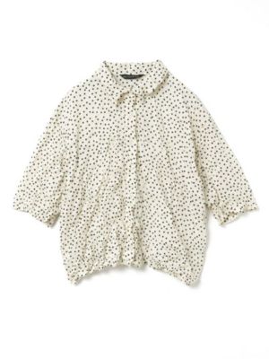 ミズイロインド ドットプリントワッシャーシャツ mizuiro ind（ミズイロインド） ドット プリント キャッチ