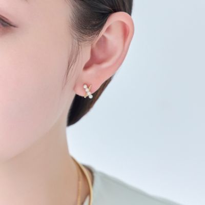 集英社HAPPY PLUS STOREPhoebe（フィービィー）/【痛くないシリーズ／金属アレルギー対応】パールクロスライトフィットイヤリング