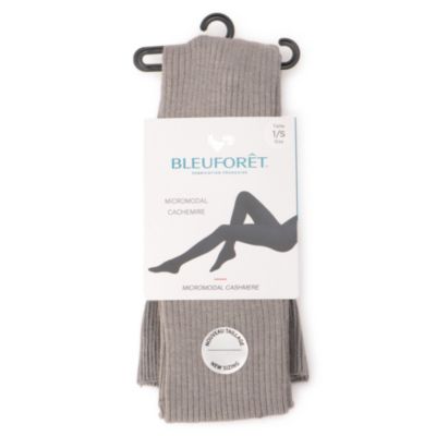RIBBED MODAL CASHMERE TIGHTS／BLEU FORET