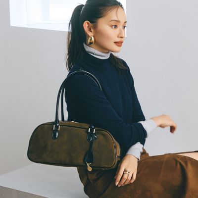 集英社HAPPY PLUS STORETOPKAPI（トプカピ）/【TREASURE TOPKAPI】スエード エナメルコンビ ワイド ボストンバッグ チャーム付き