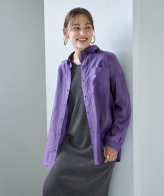 シアー生地だからこそ楽しめる色がある　【袖口がゴムで便利な】微シアー微光沢シャツ