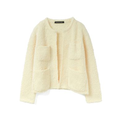 集英社HAPPY PLUS STOREmizuiro ind（ミズイロインド）/ポケット付きヘアリークルーネックカーディガン