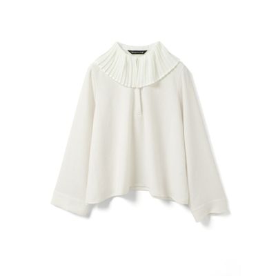 美品！ミズイロインド プリーツカラーシャツ☆アイボリー mizuiro ind(ミズイロインド)のプリーツカラーシャツプル