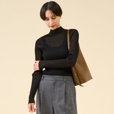 【新品に近い】マルティニーク　ロングジレ　黒 martinique(マルティニーク)のシアープレーティングニット通販