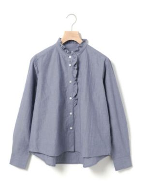 フリルをあしらったフロントハーフフリルシャツ　フロントハーフフリルシャツ