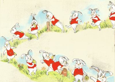 2025年eclat12月号特別付録　2026年「不思議の国のアリス」カレンダー掲載、銅版画家山本容子さんの原画 『Hop、step、hop、step』　『Hop、step、hop、step』銅版画 手彩色