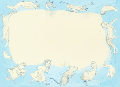 2025年eclat12月号特別付録　2026年「不思議の国のアリス」カレンダー掲載、銅版画家山本容子さんの原画 『Rolling』　『Rolling』銅版画 手彩色