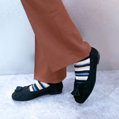 大人のボーホーシックを足もとから叶えるキルトタッセルフラットシューズ　【APOM】本革キルトタッセルフラットシューズ