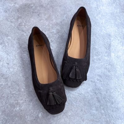 【APOM】本革キルトタッセルフラットシューズ