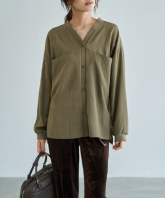 集英社HAPPY PLUS STORESTYLE DELI（スタイルデリ）/袖口リブの身頃がポケットVネックシャツ